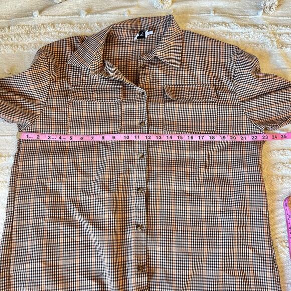 Princess Polly Brown Plaid Button-Up Shirt size 6 - Picture 10 of 11